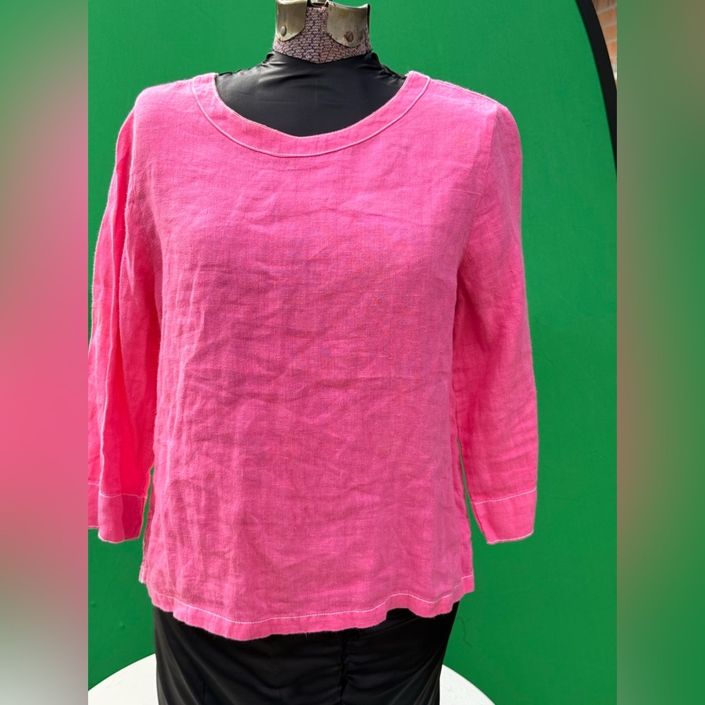 Hot Cotton Petite by Marc Ware 100% Linen Blouse – Vibrant Pink Size S